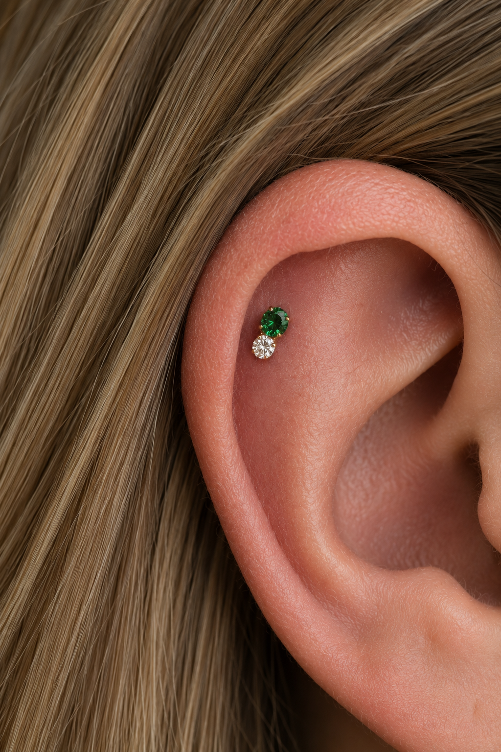 Piercing Double Verde em Titânio