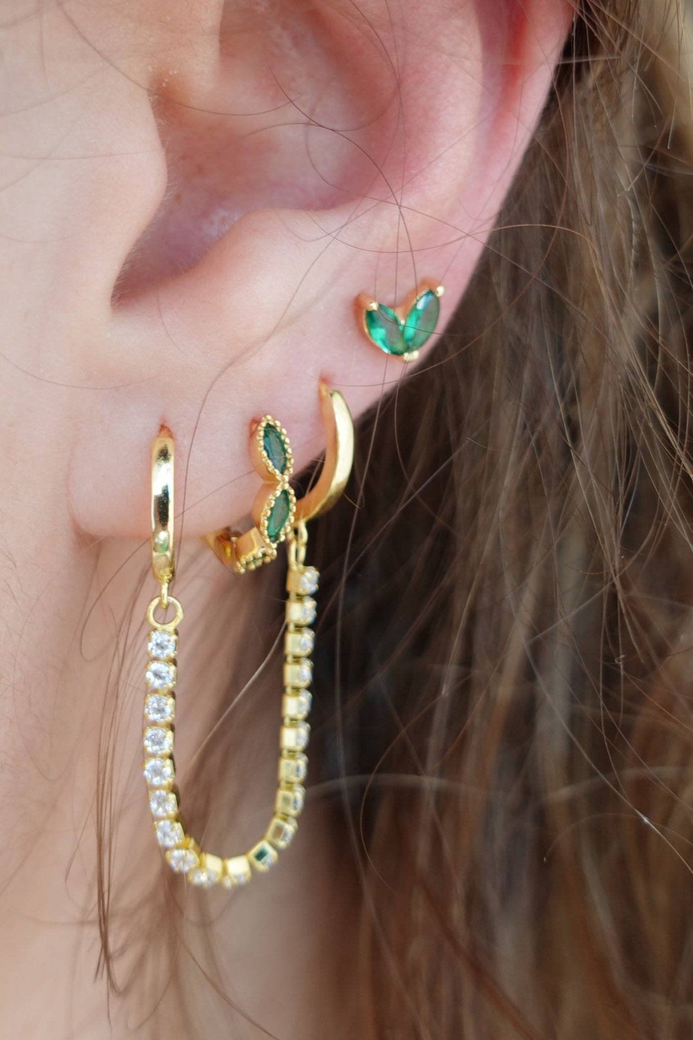 Green Fleur Earring