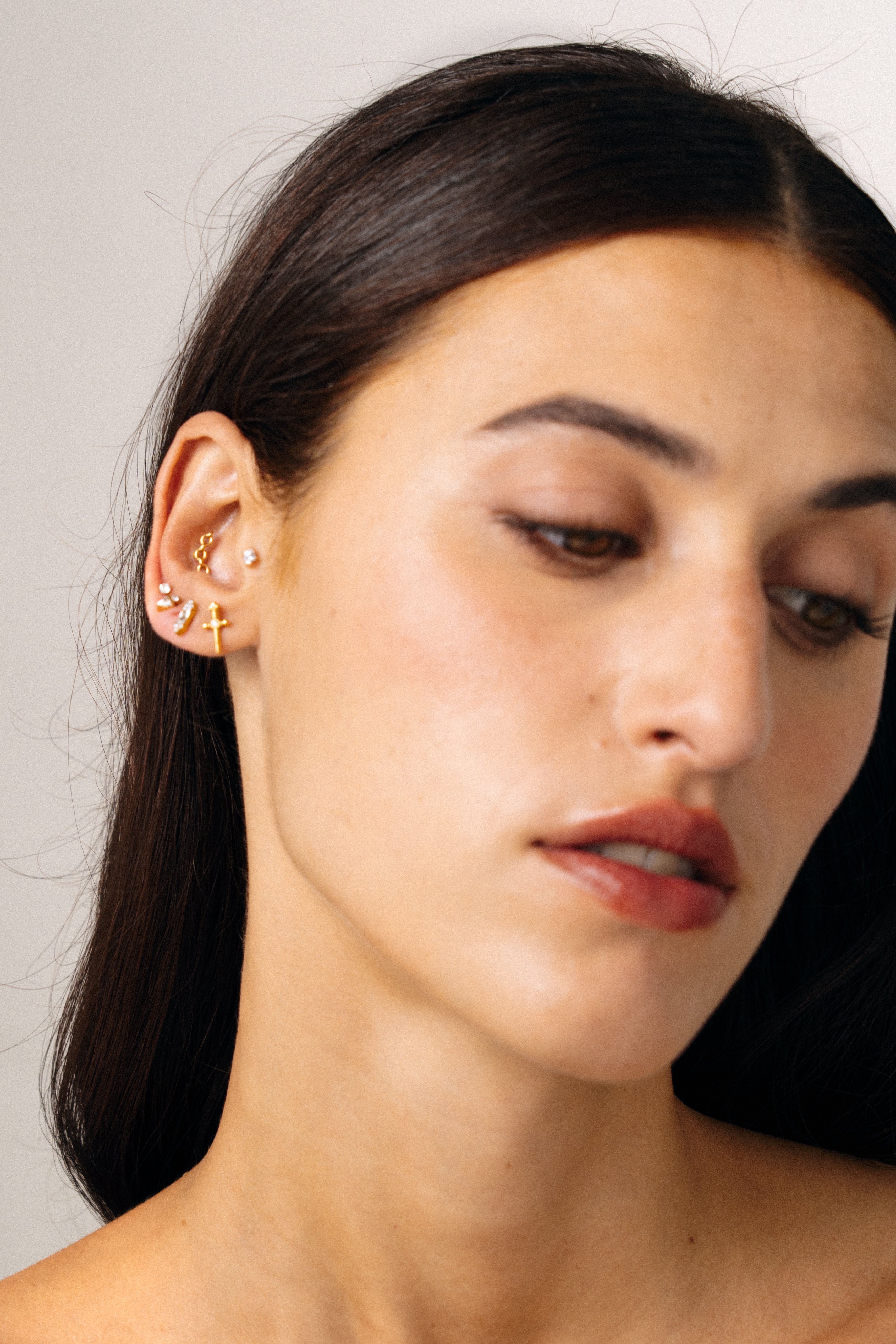 White Baguette Titanium Piercing