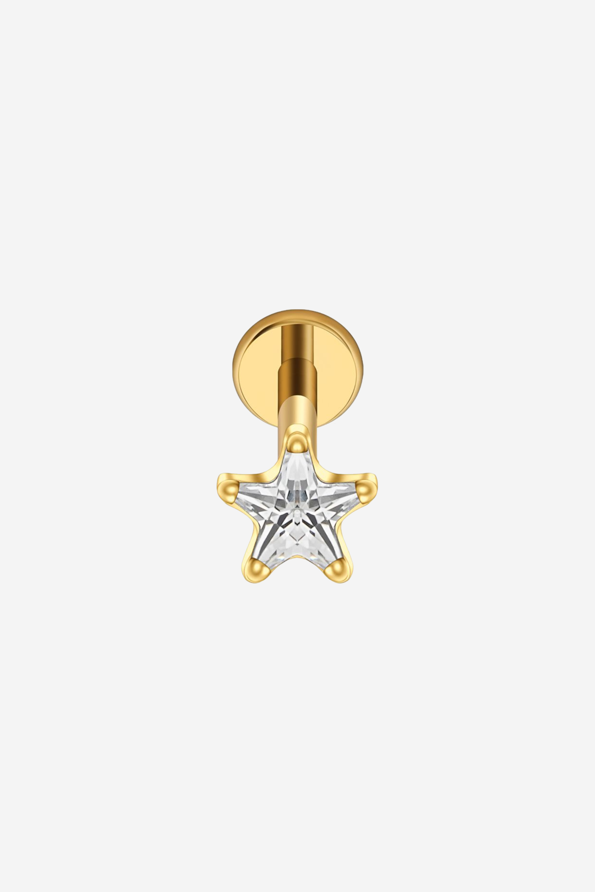 White Solitaire Star Titanium Piercing