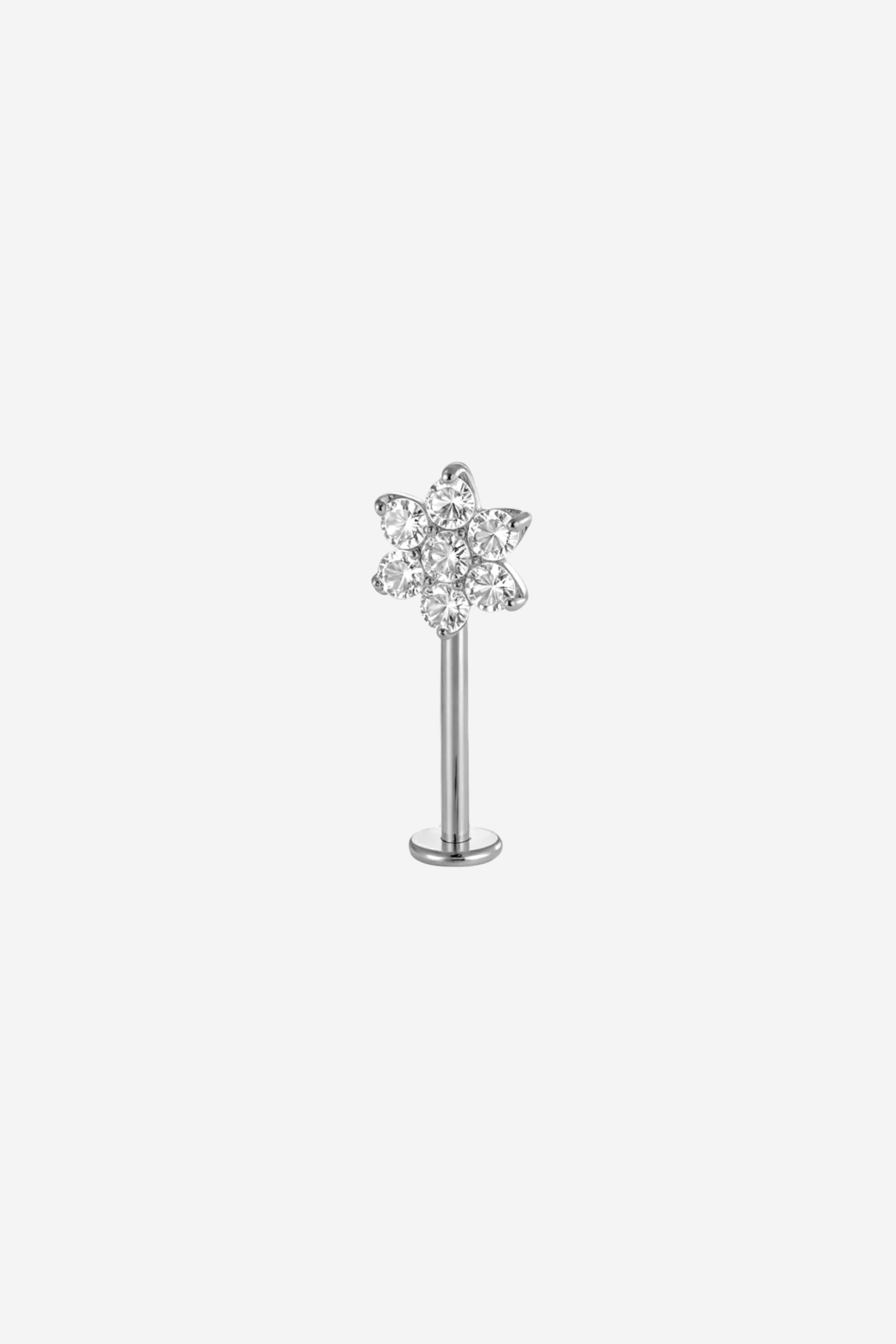 Silver Hidden Flower Titanium Piercing
