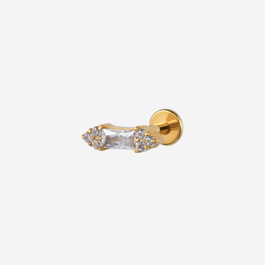 White Baguette Titanium Piercing