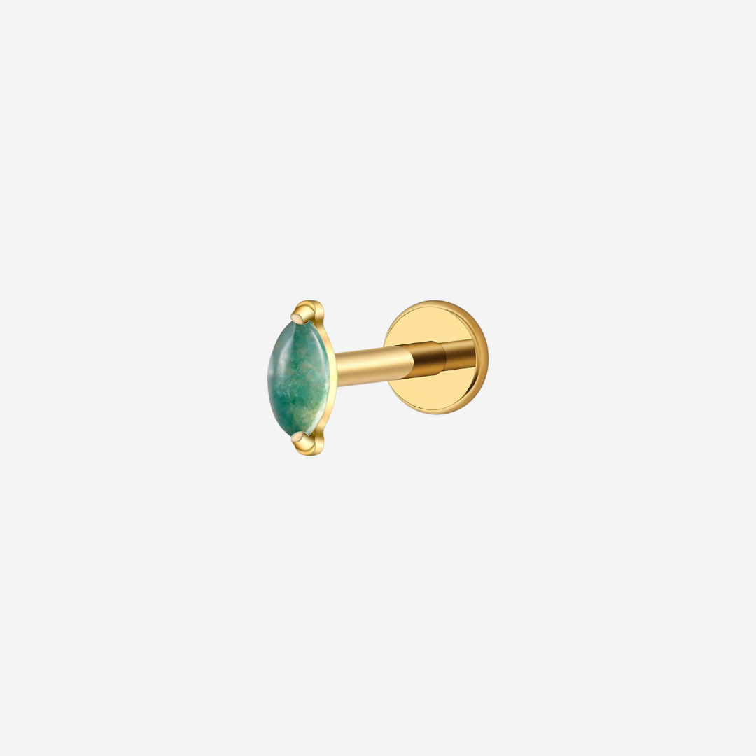 Green Moss Agathe Titanium Piercing