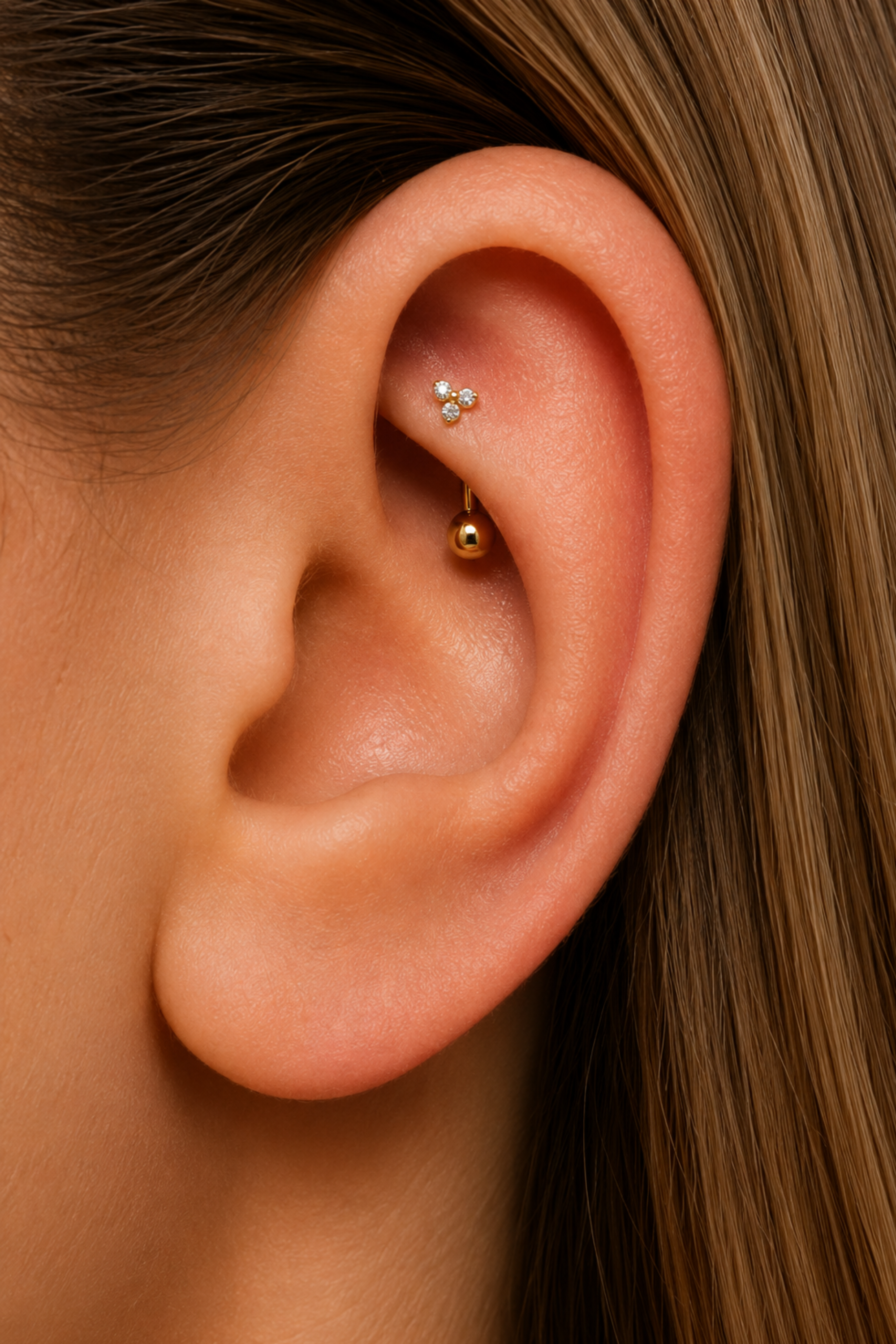 Trio Curve Gold Titanium Piercing