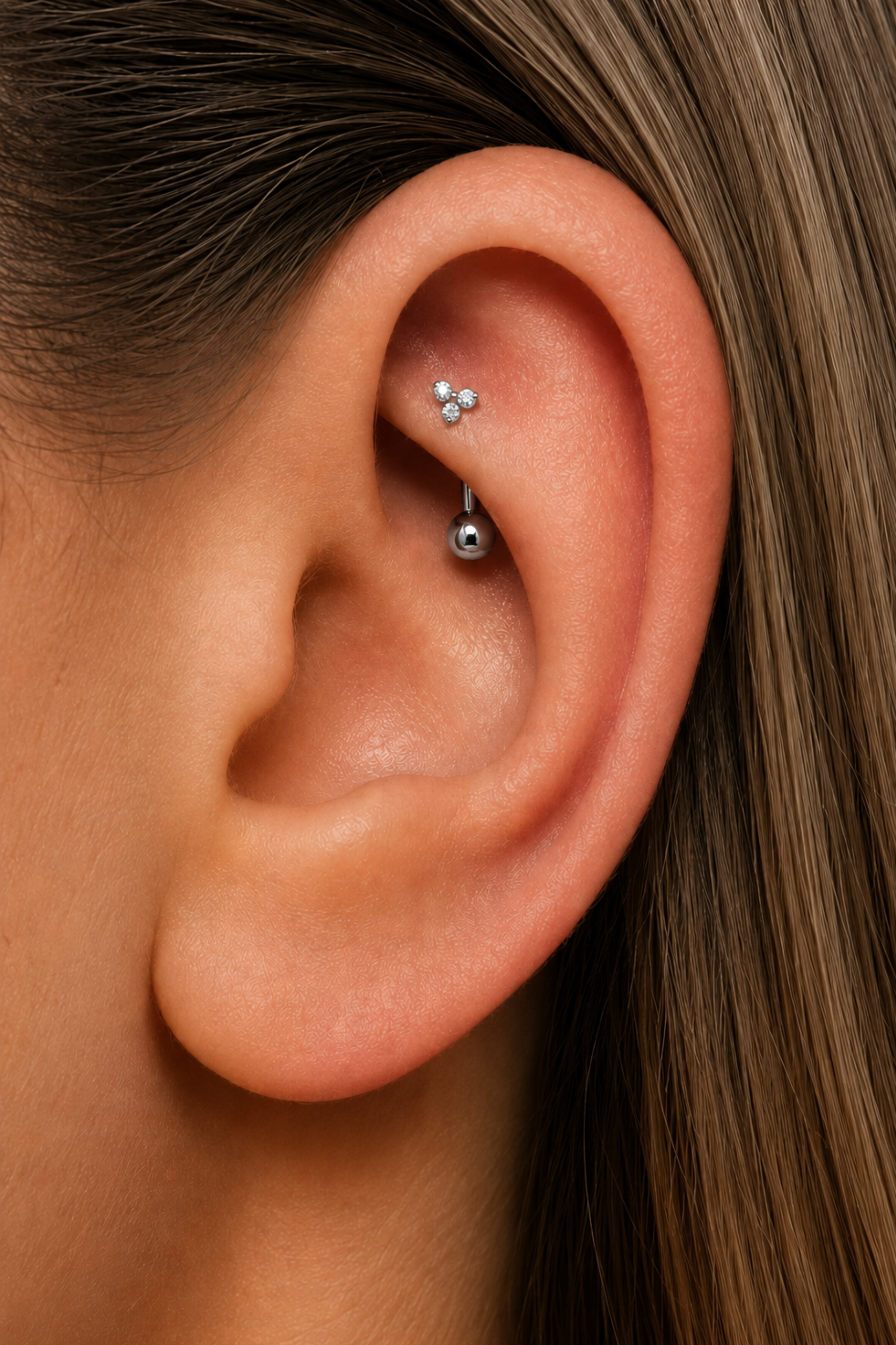 Trio Curve Silver Titanium Piercing