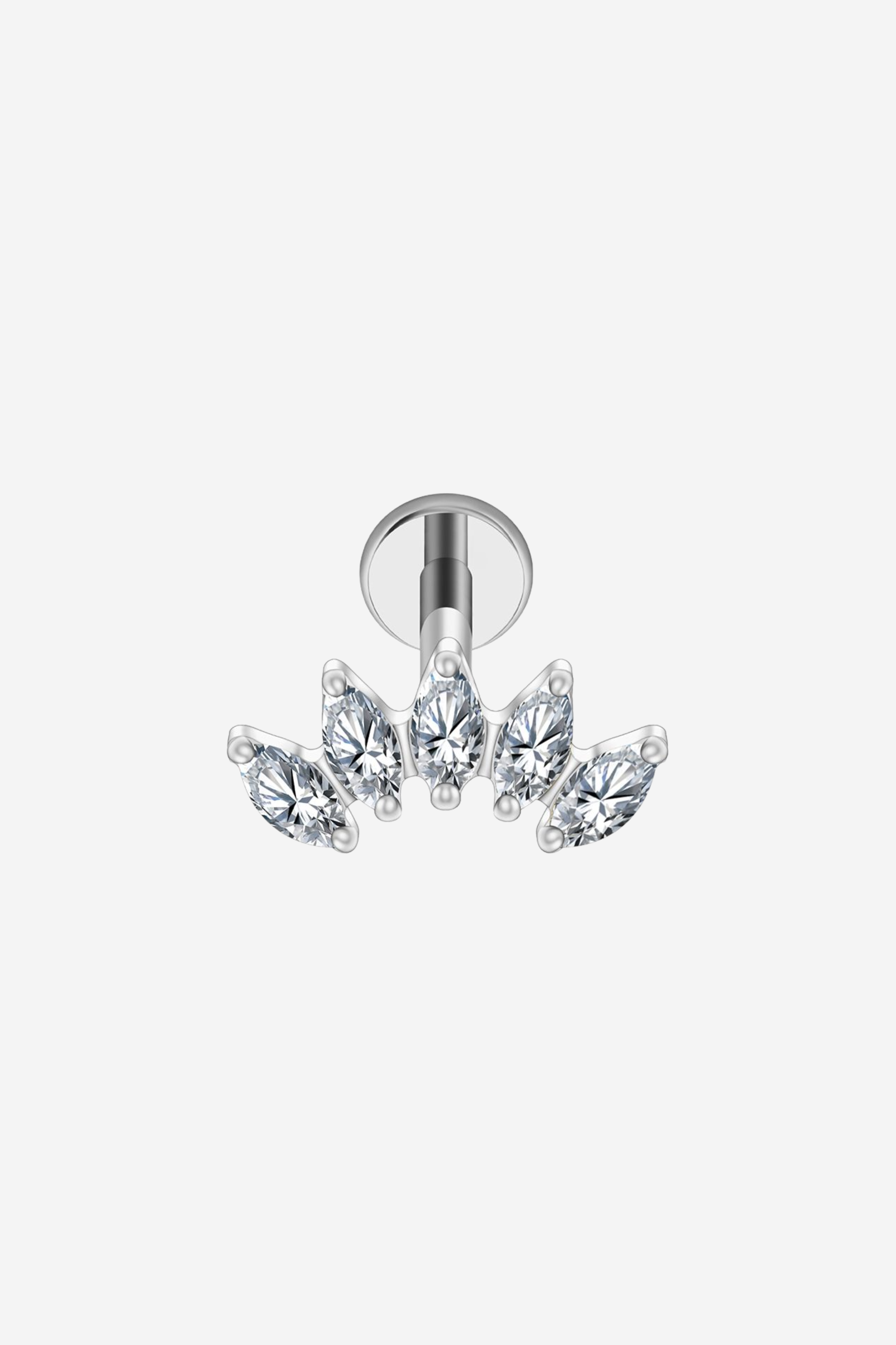 Piercing Prateado White Crown em Titânio