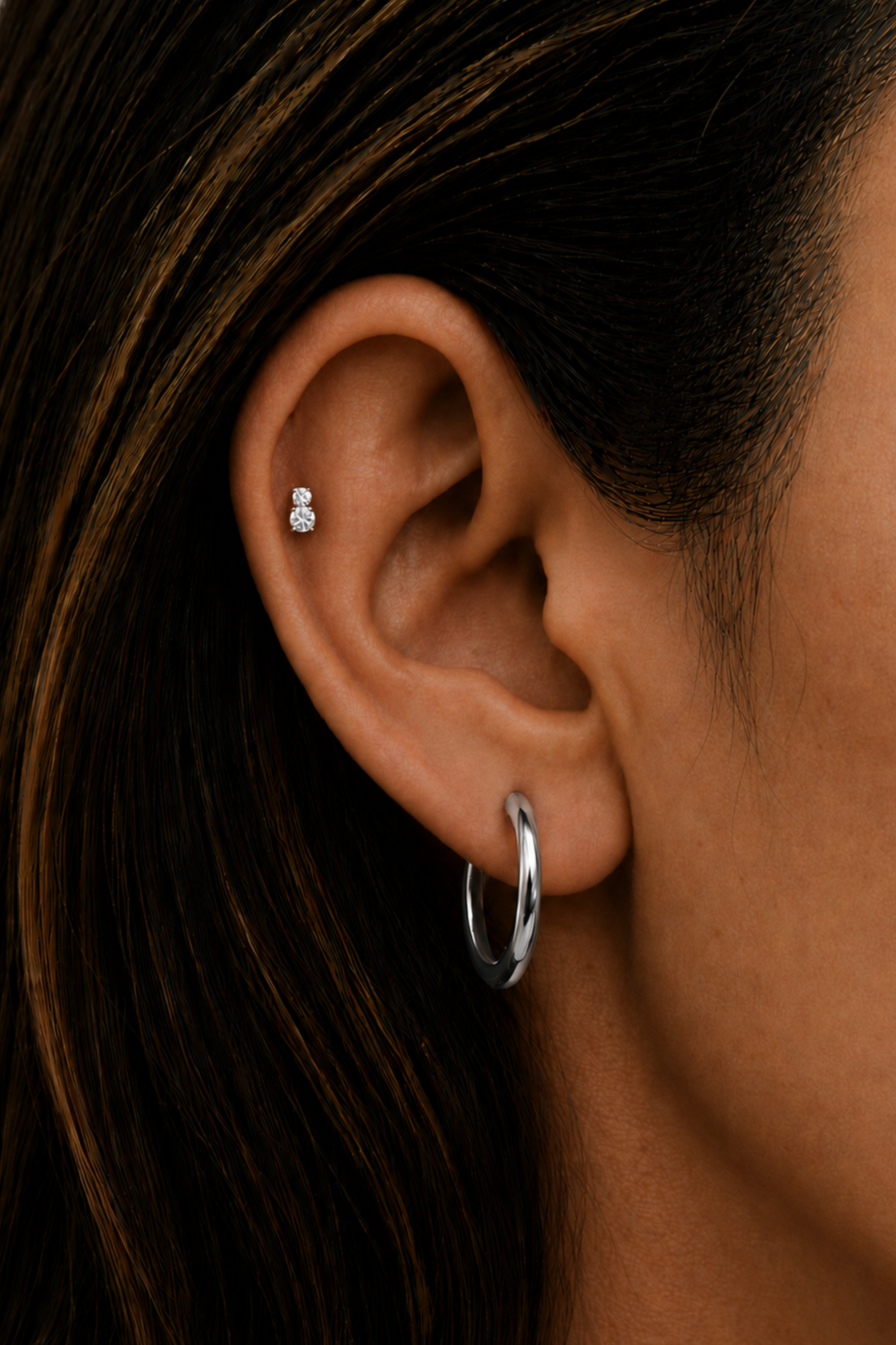 Piercing Prateado Double em Titânio