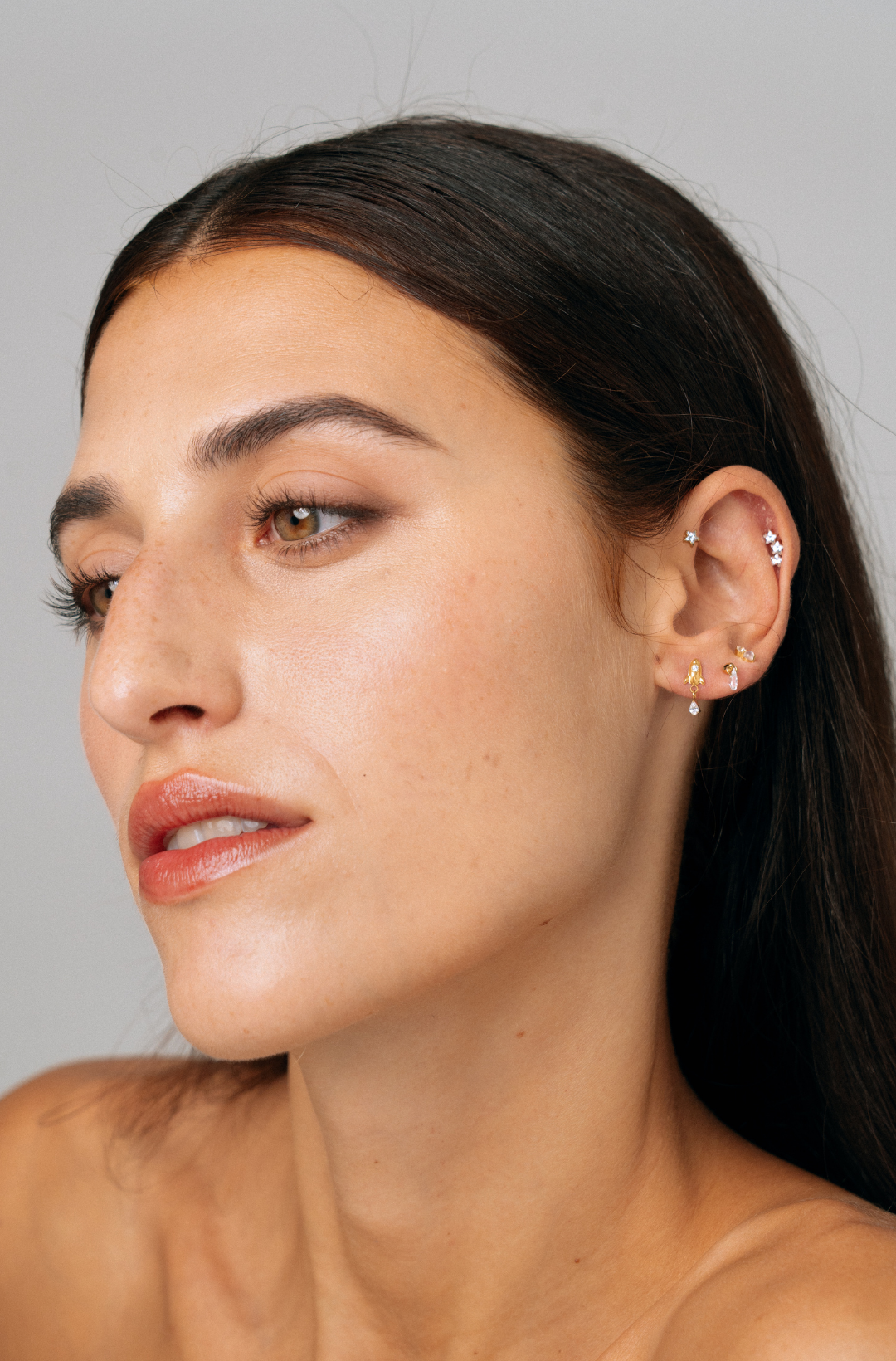 White Solitaire Star Titanium Piercing