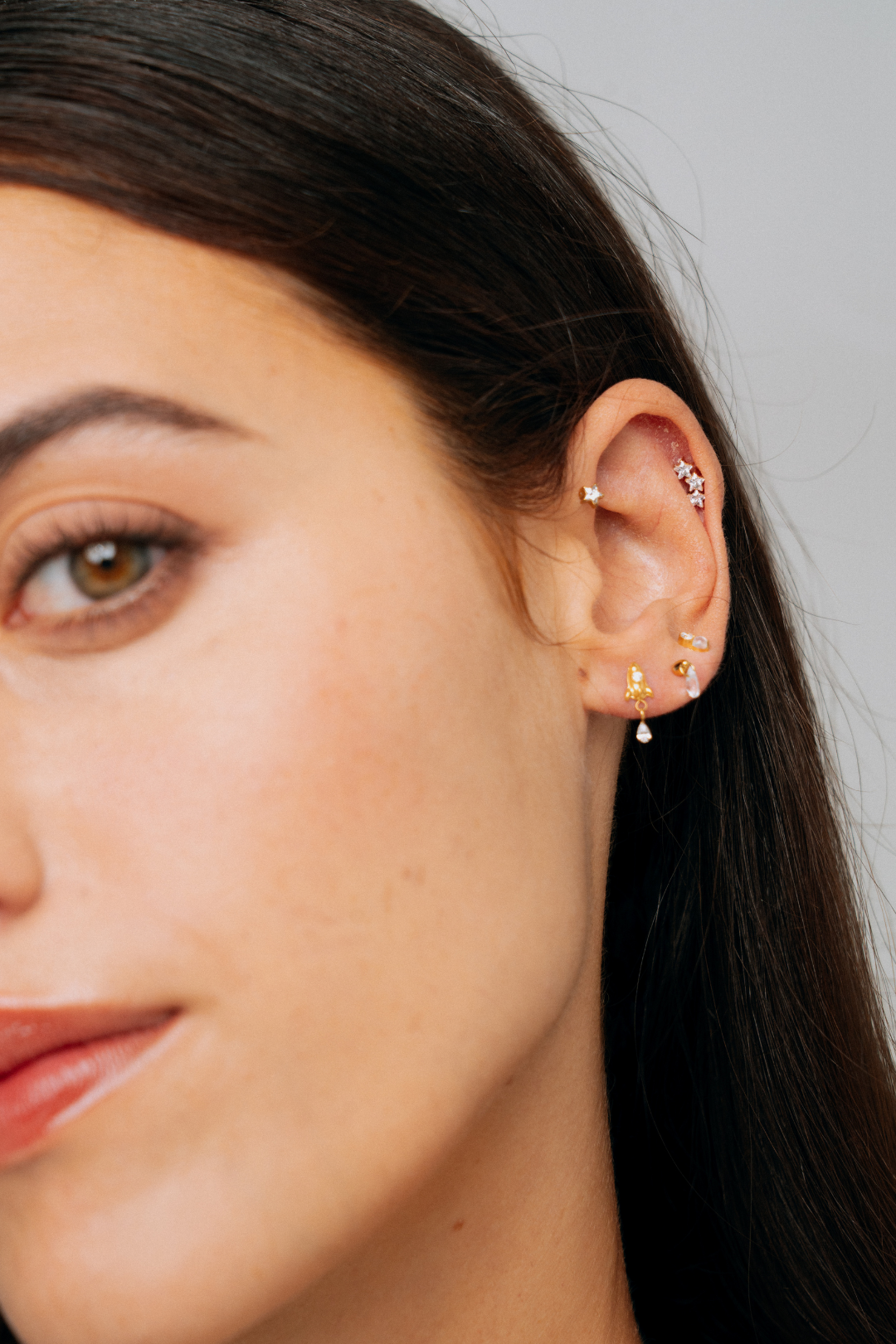 White Triple Star Titanium Piercing