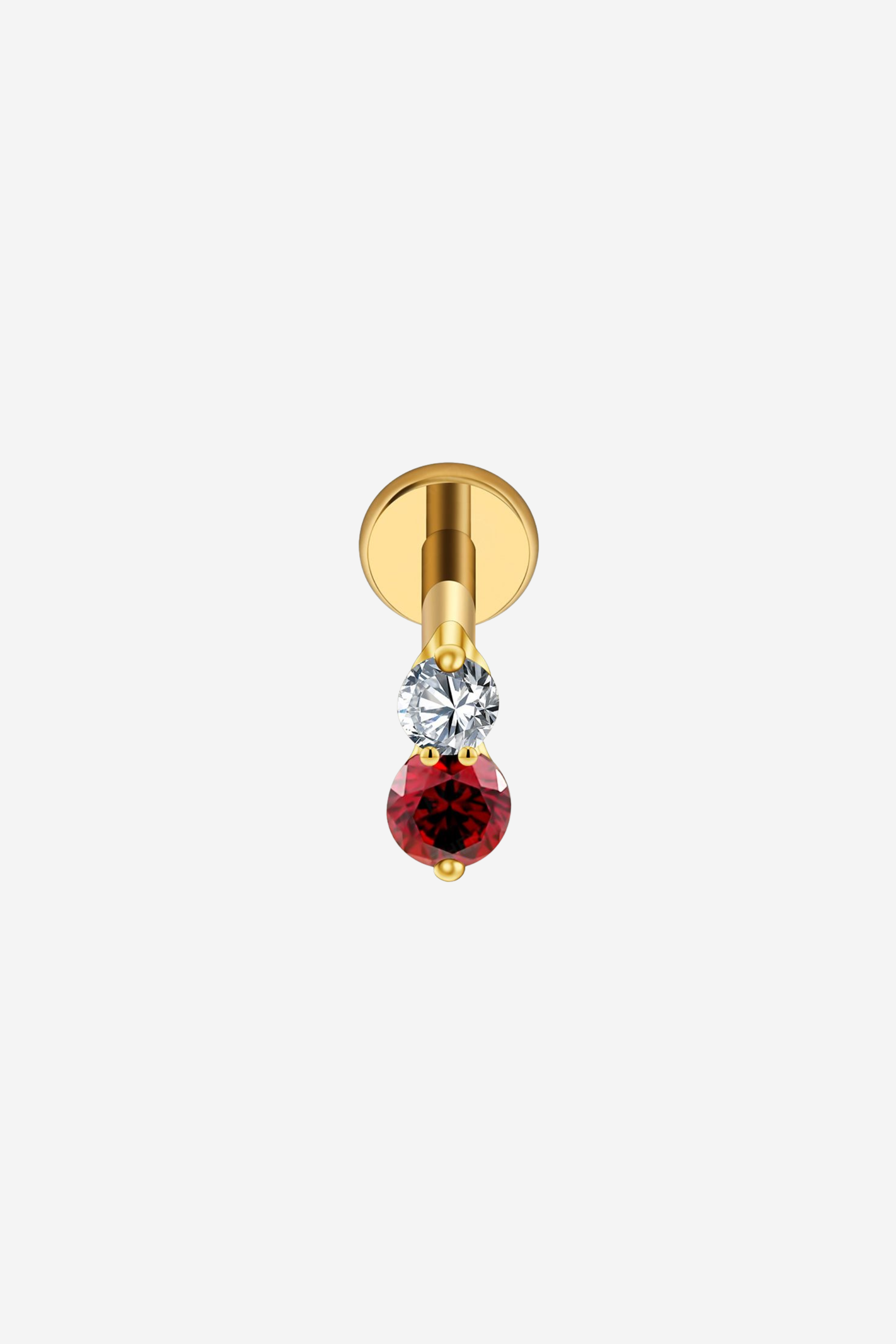 Piercing Double Vermelho em Titânio