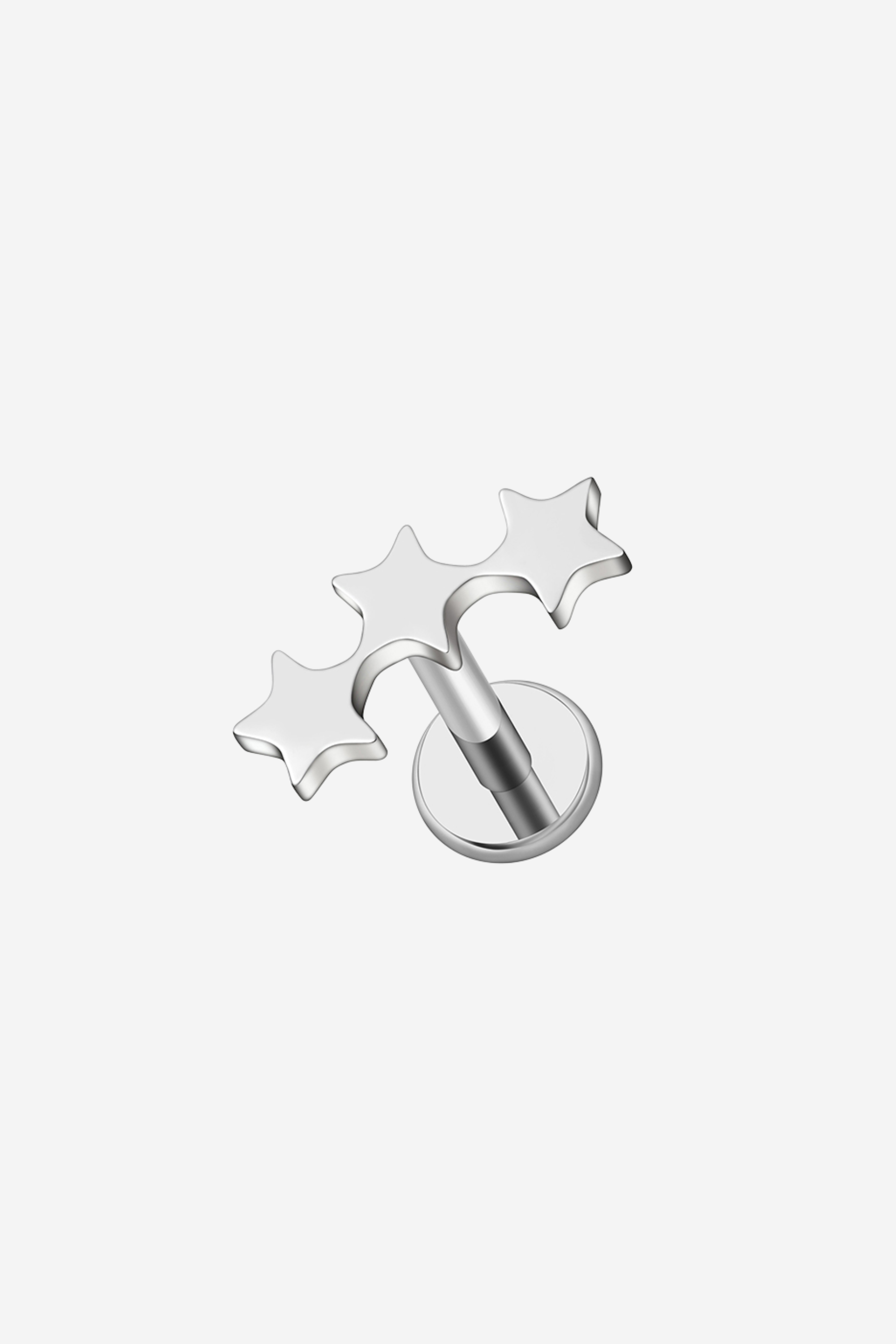 Piercing Prateado Triple Star em Titânio