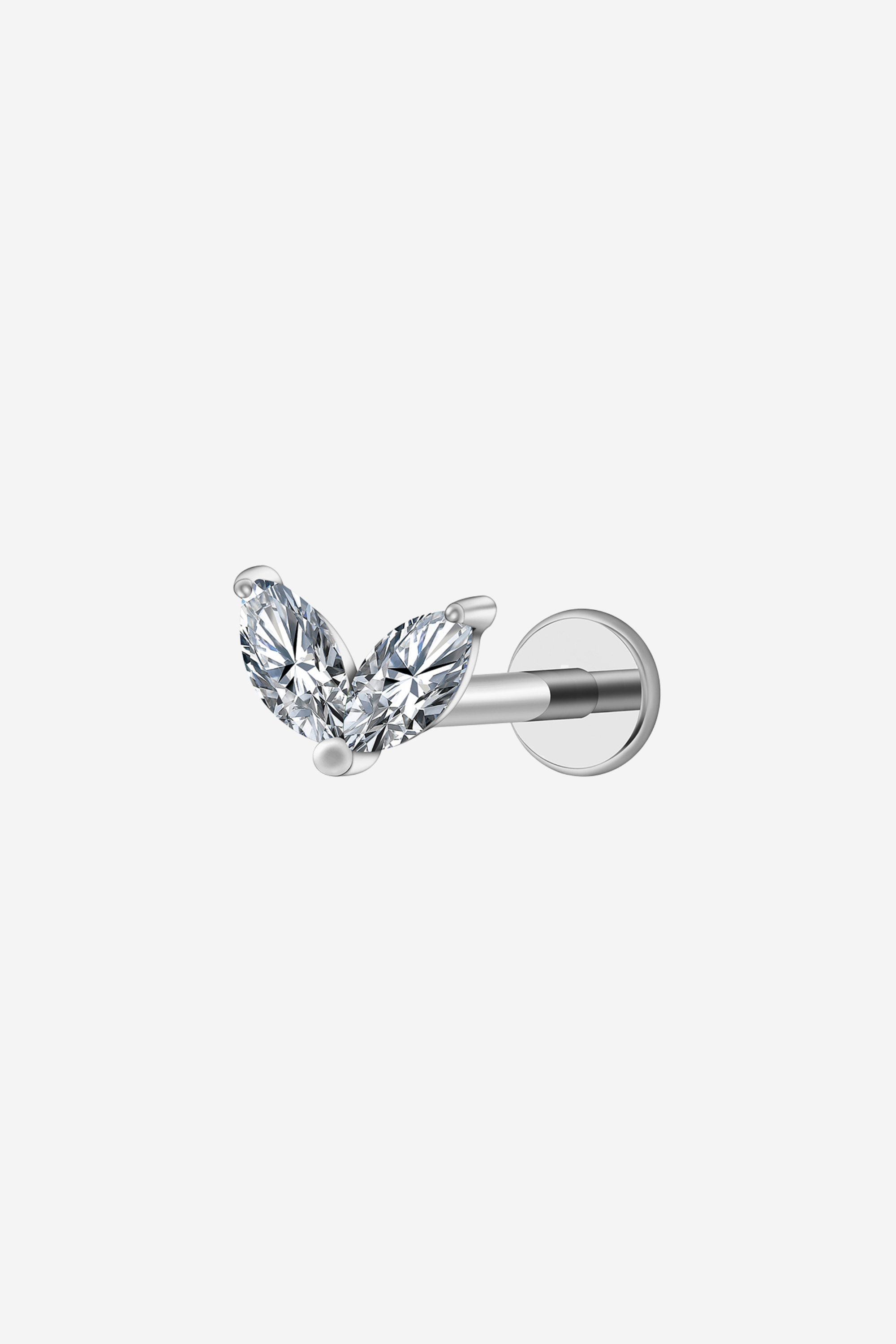 Piercing Prateado White Fleur em Titânio