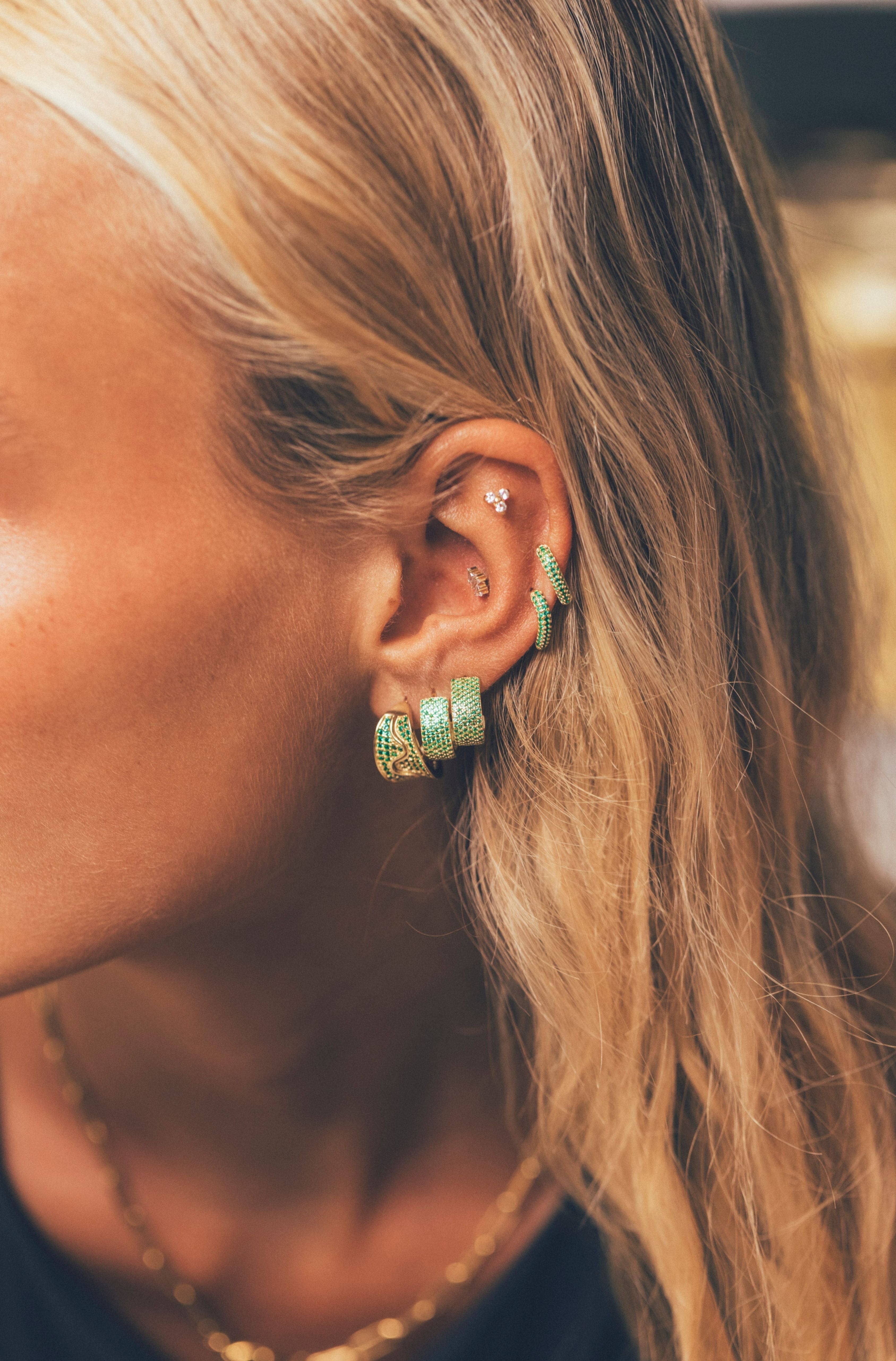 Green Sprinkle Earrings - Pair