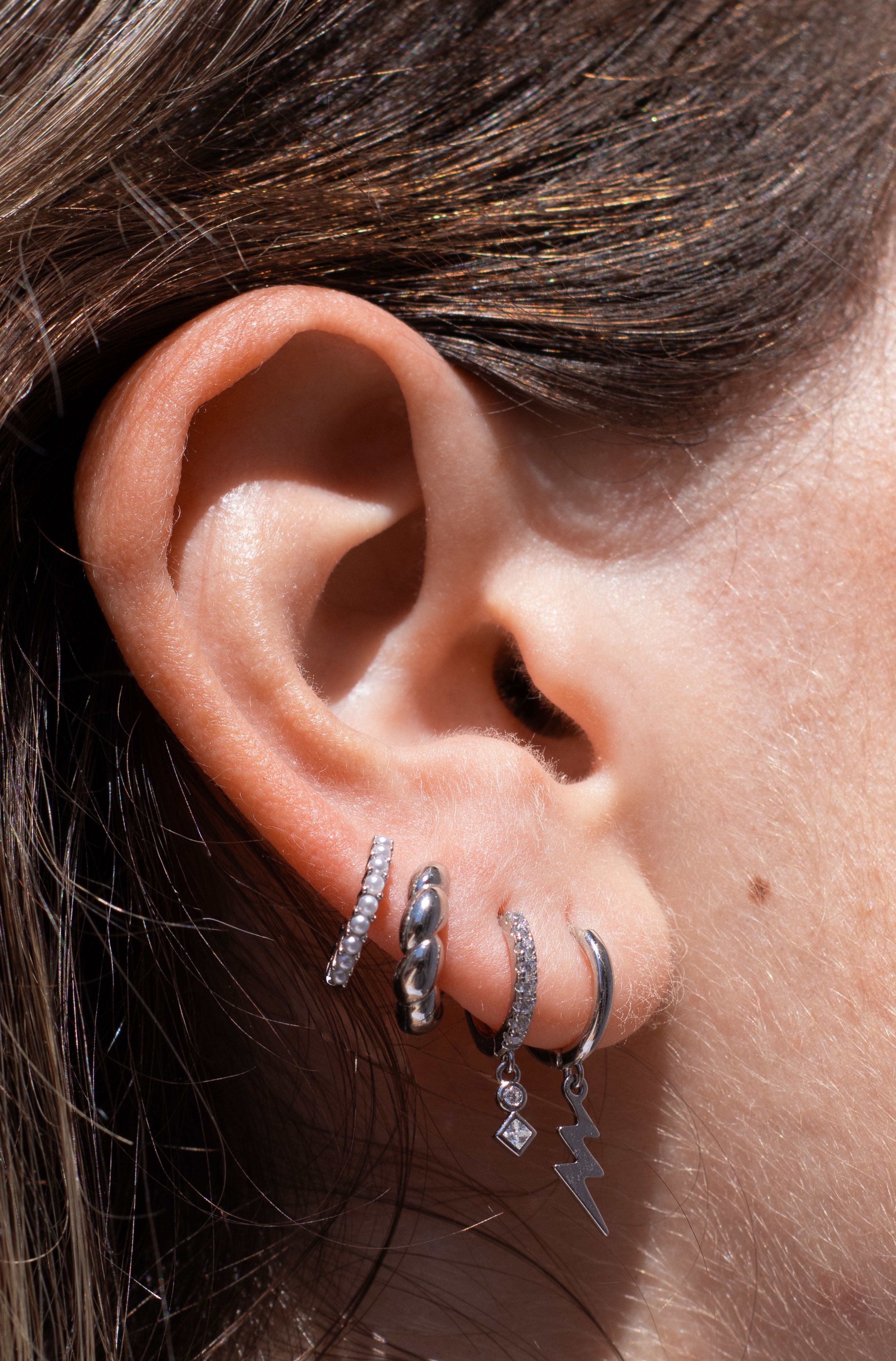 Silver Pearl Hoop - Unit