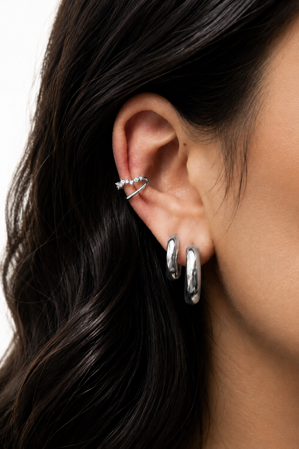 Earcuff Prateado Glow