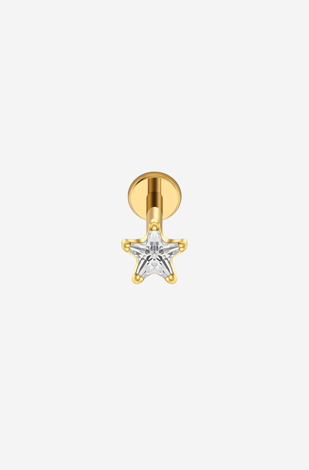 White Solitaire Star Titanium Piercing