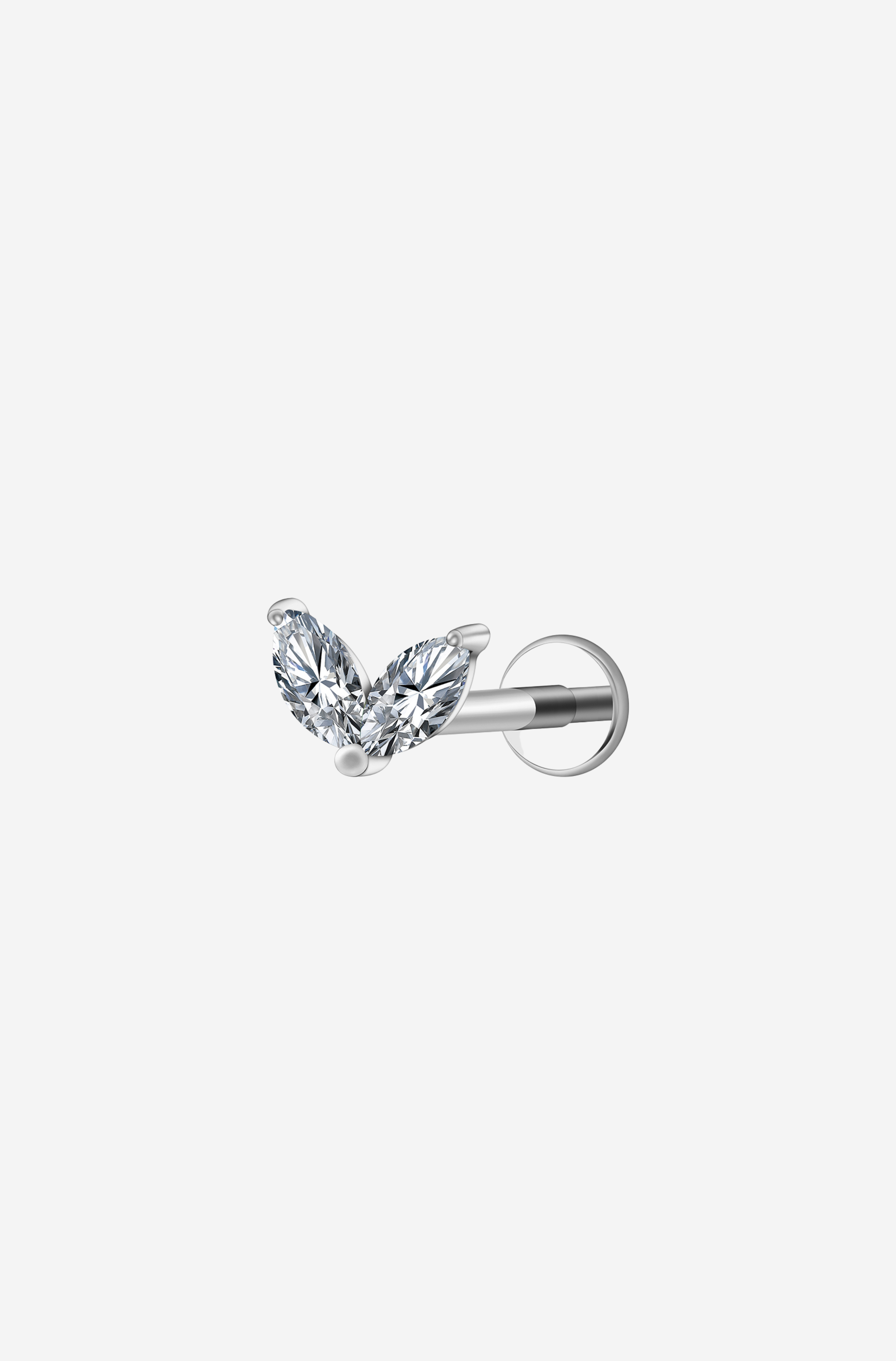 Silver White Fleur Titanium Piercing
