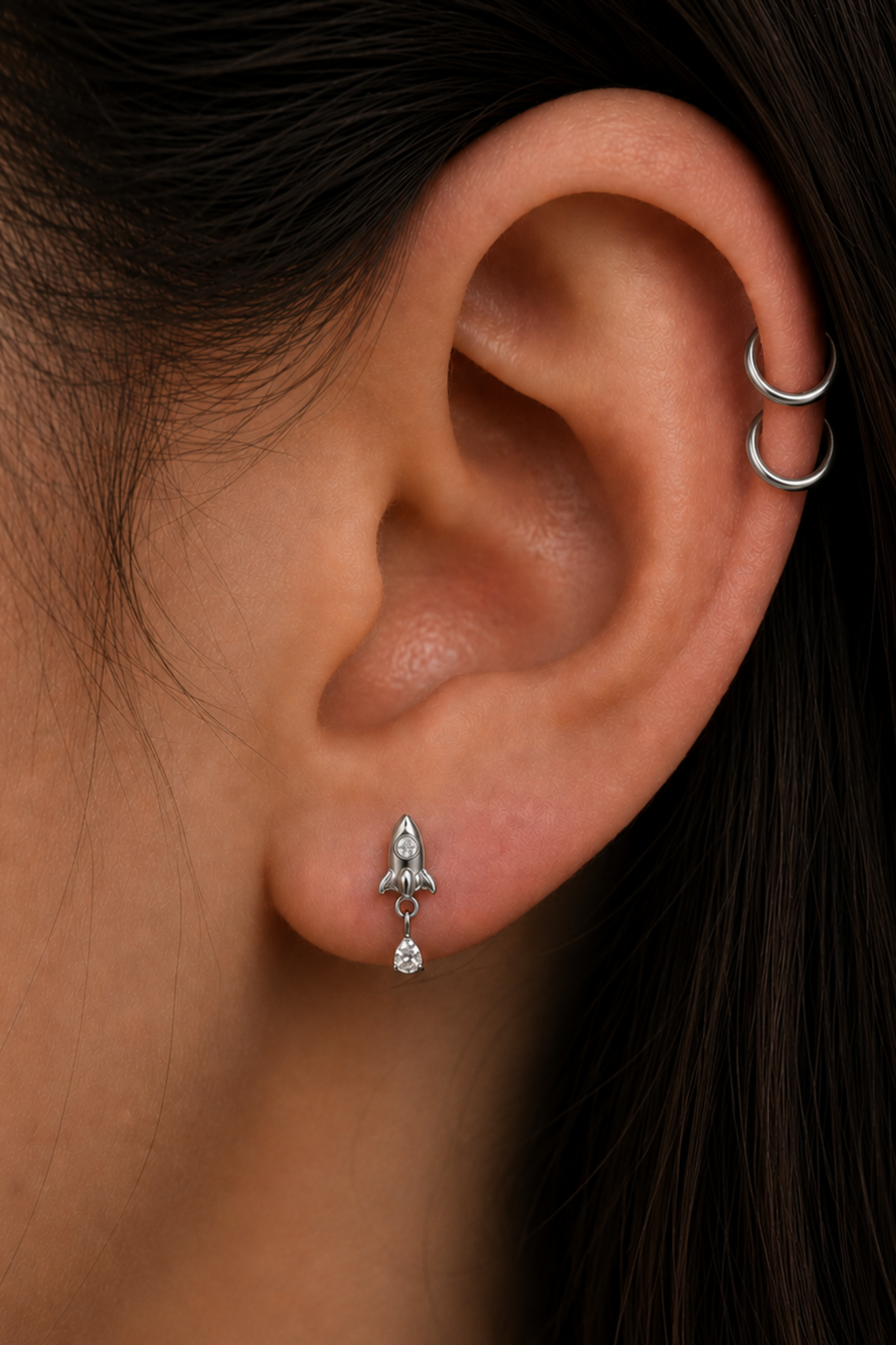 Piercing Prateado Spaceship em Titânio
