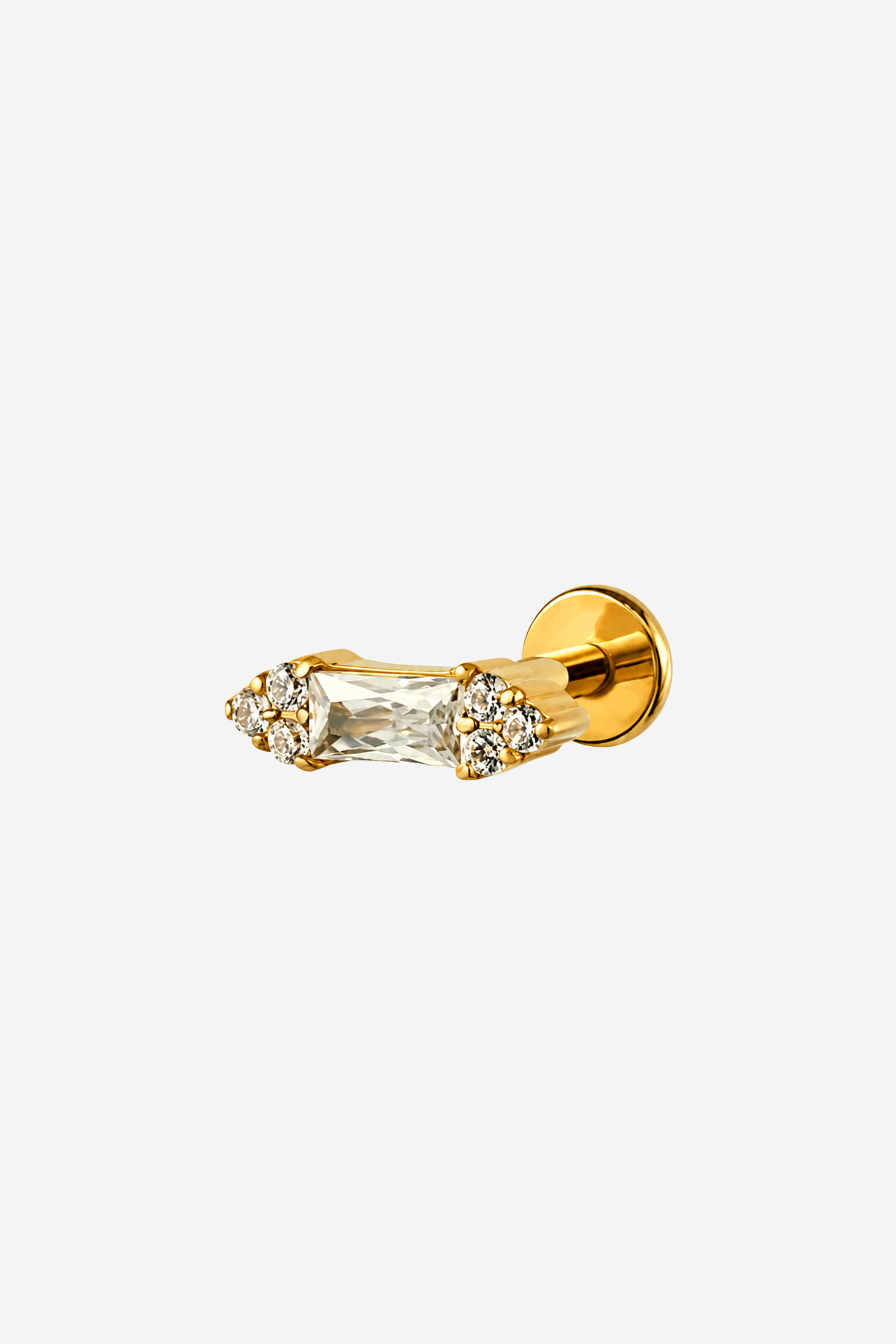 White Baguette Titanium Piercing