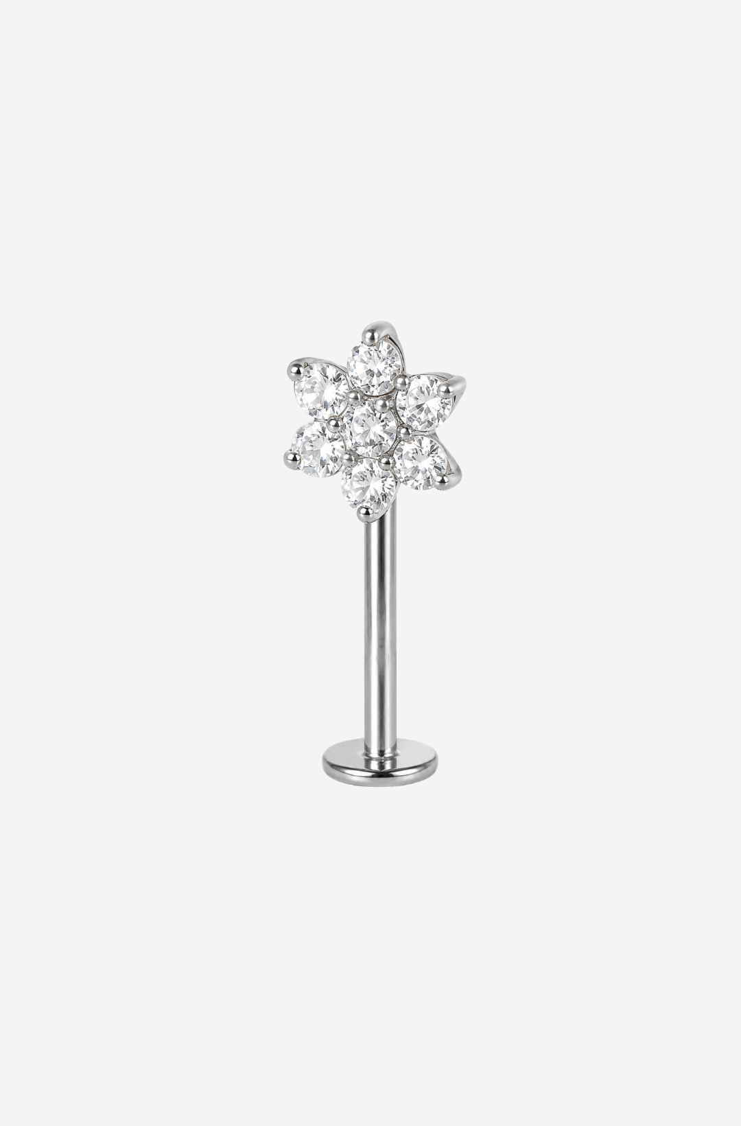 Silver Hidden Flower Titanium Piercing