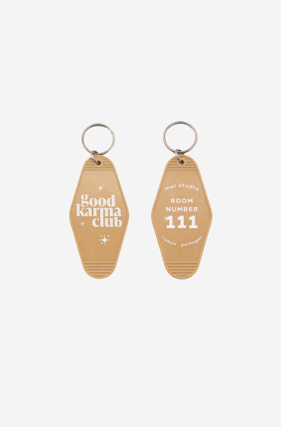 Beige Good Karma Club Keychain