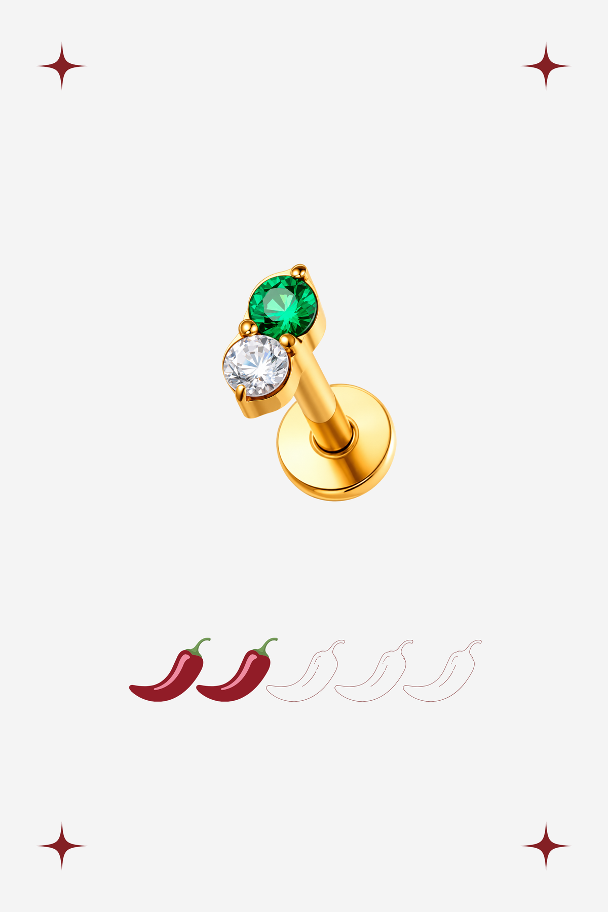 Piercing Duo Verde em Titânio