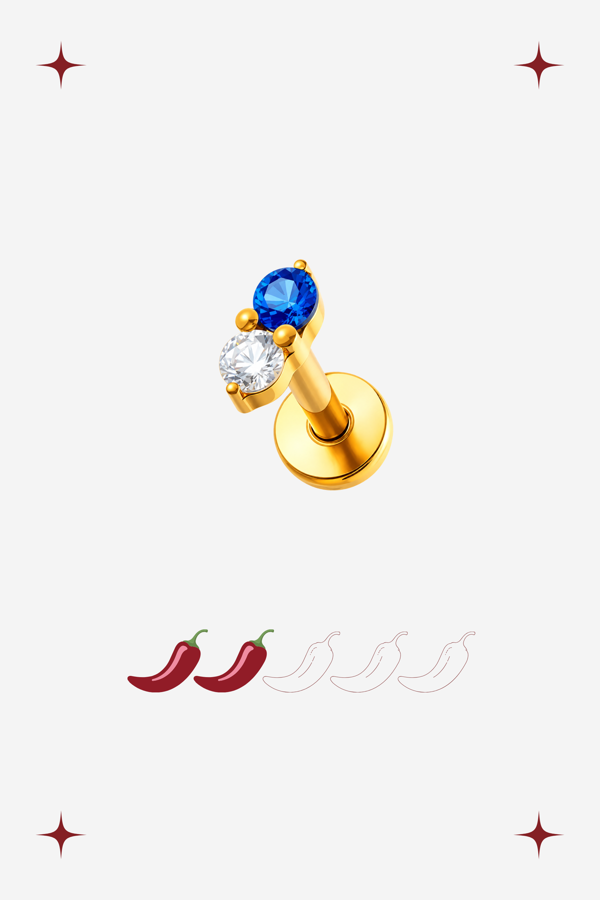 Piercing Duo Azul em Titânio