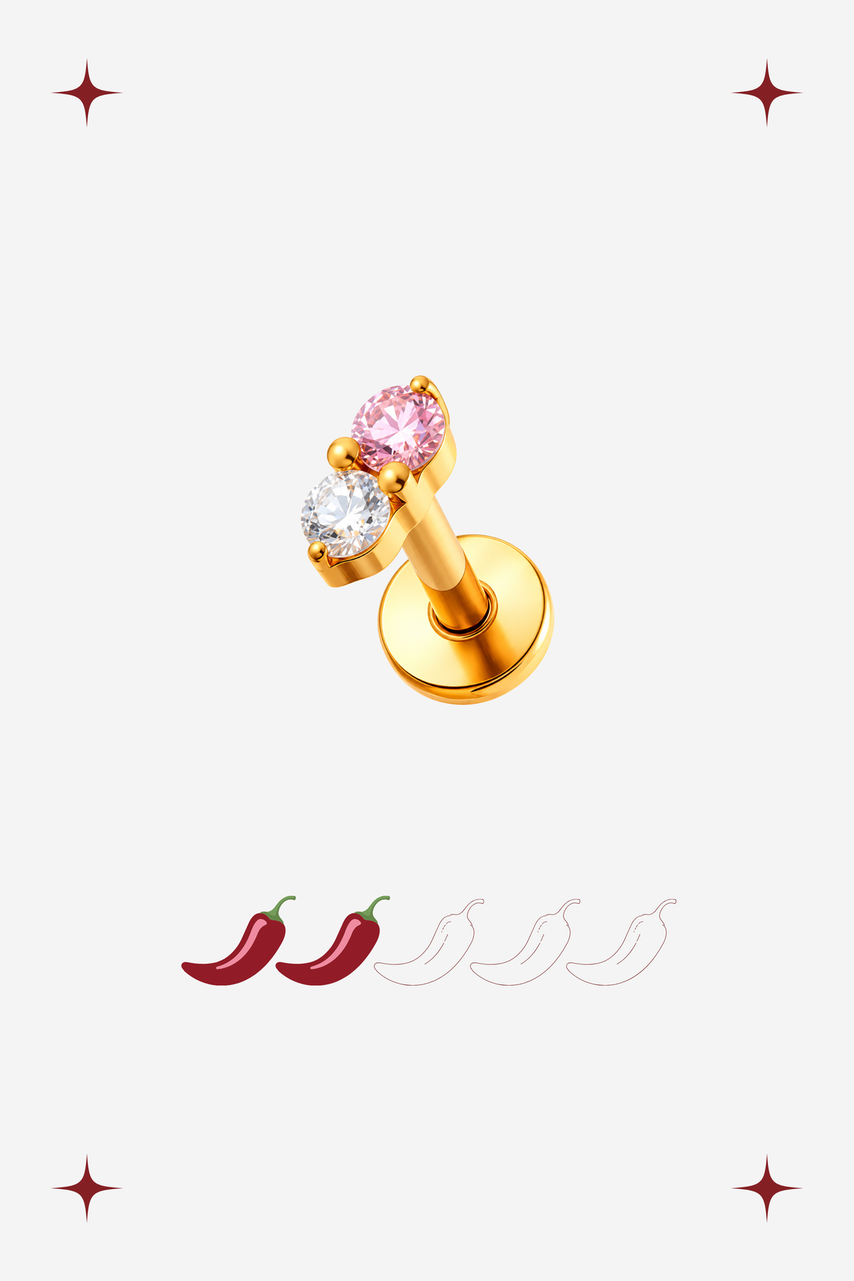 Piercing Duo Rosa em Titânio