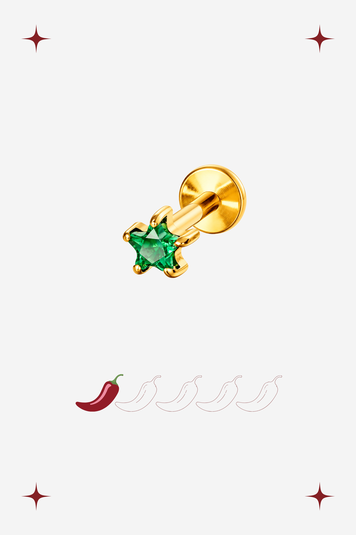 Piercing Solitaire Star Verde em Titânio