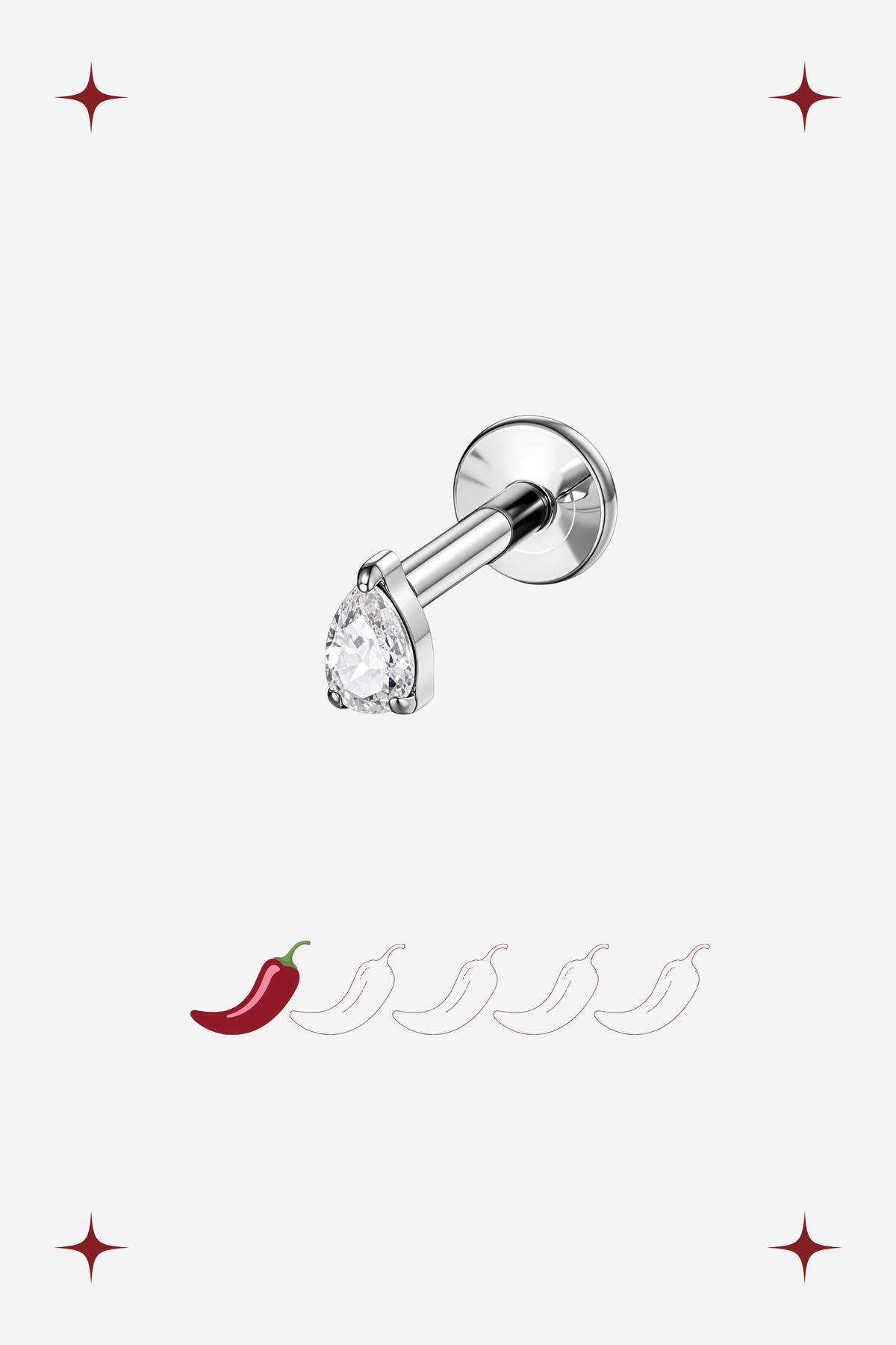 Silver Crystal Drop Titanium Piercing